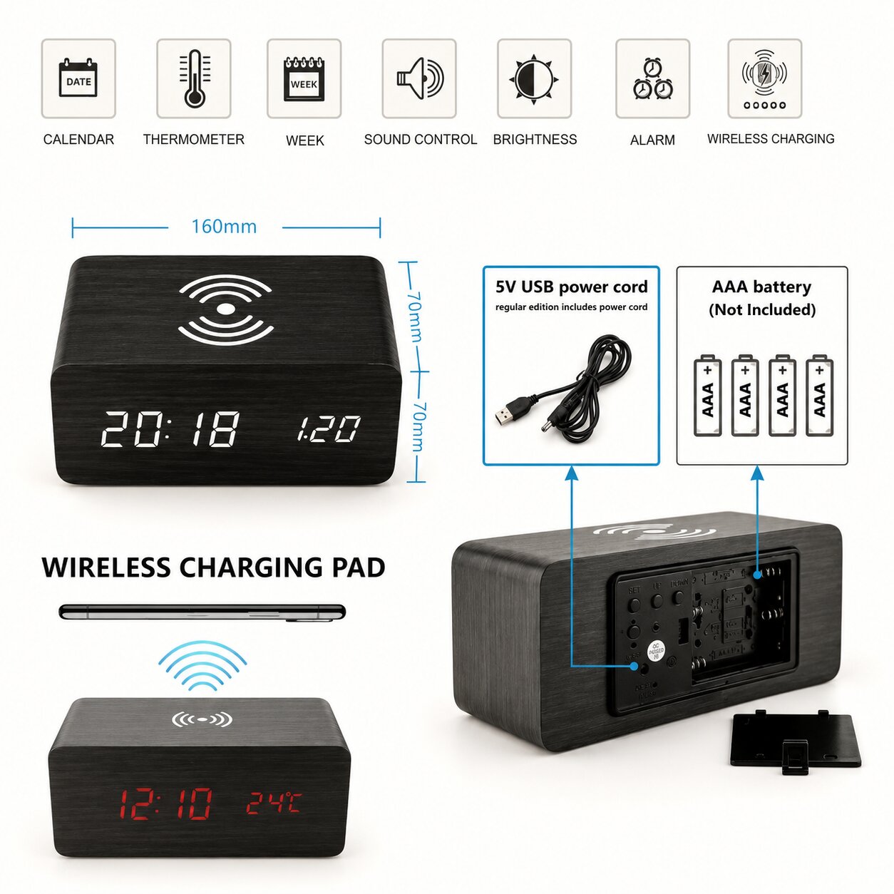 Lunara Wireless Charging Alarm Clock