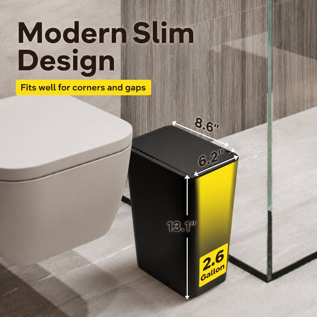 SlimPress Bathroom Trash Can