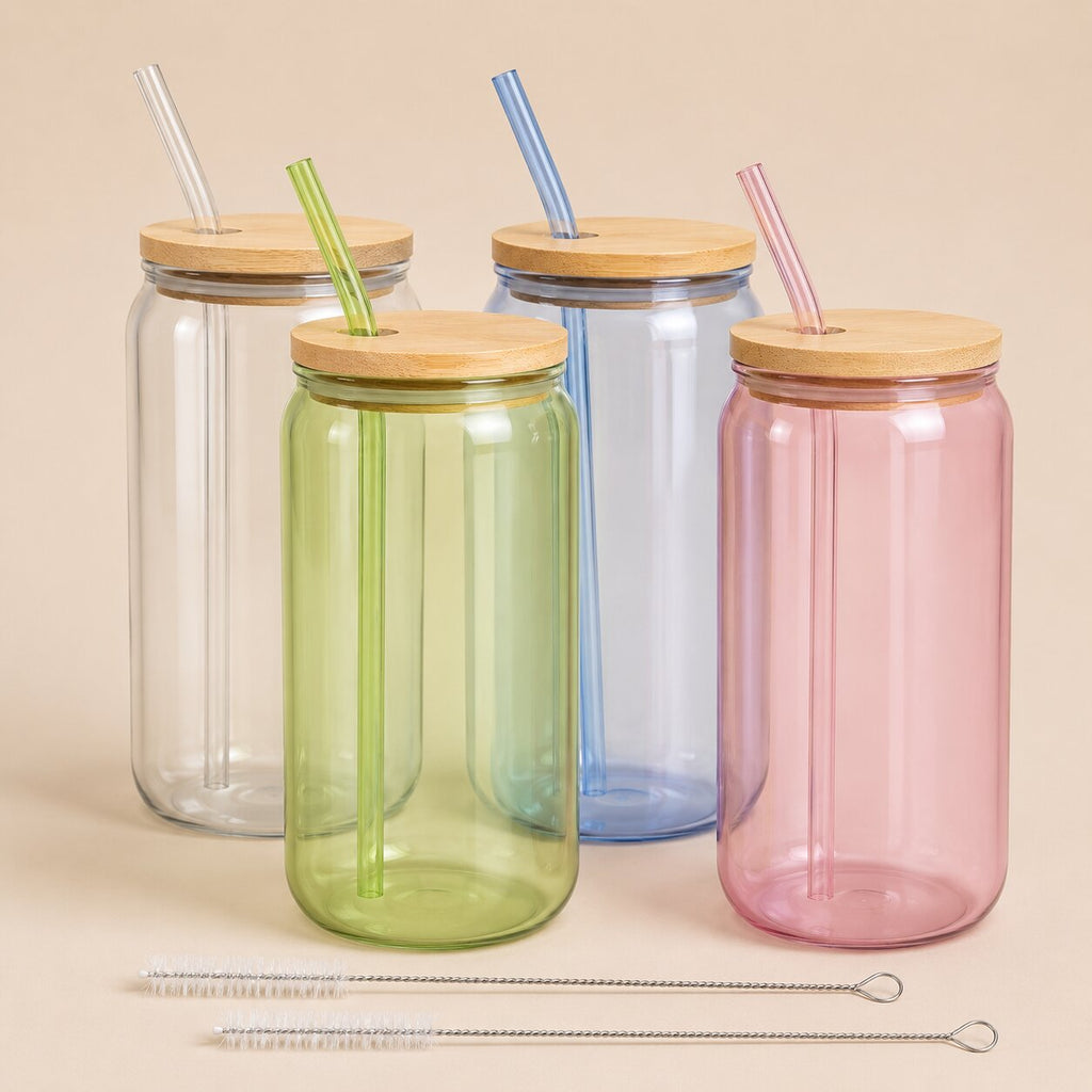 ColorBloom Glass Tumbler Set of 4 (16 oz)