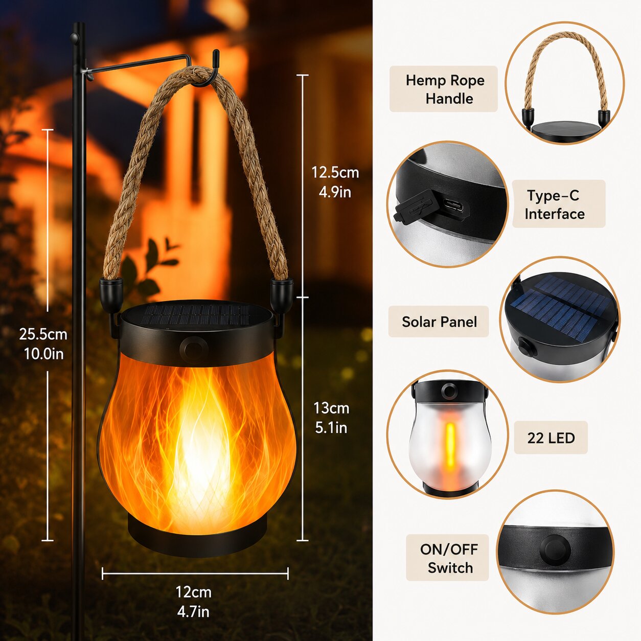 Vela Rechargeable Solar Lantern Set