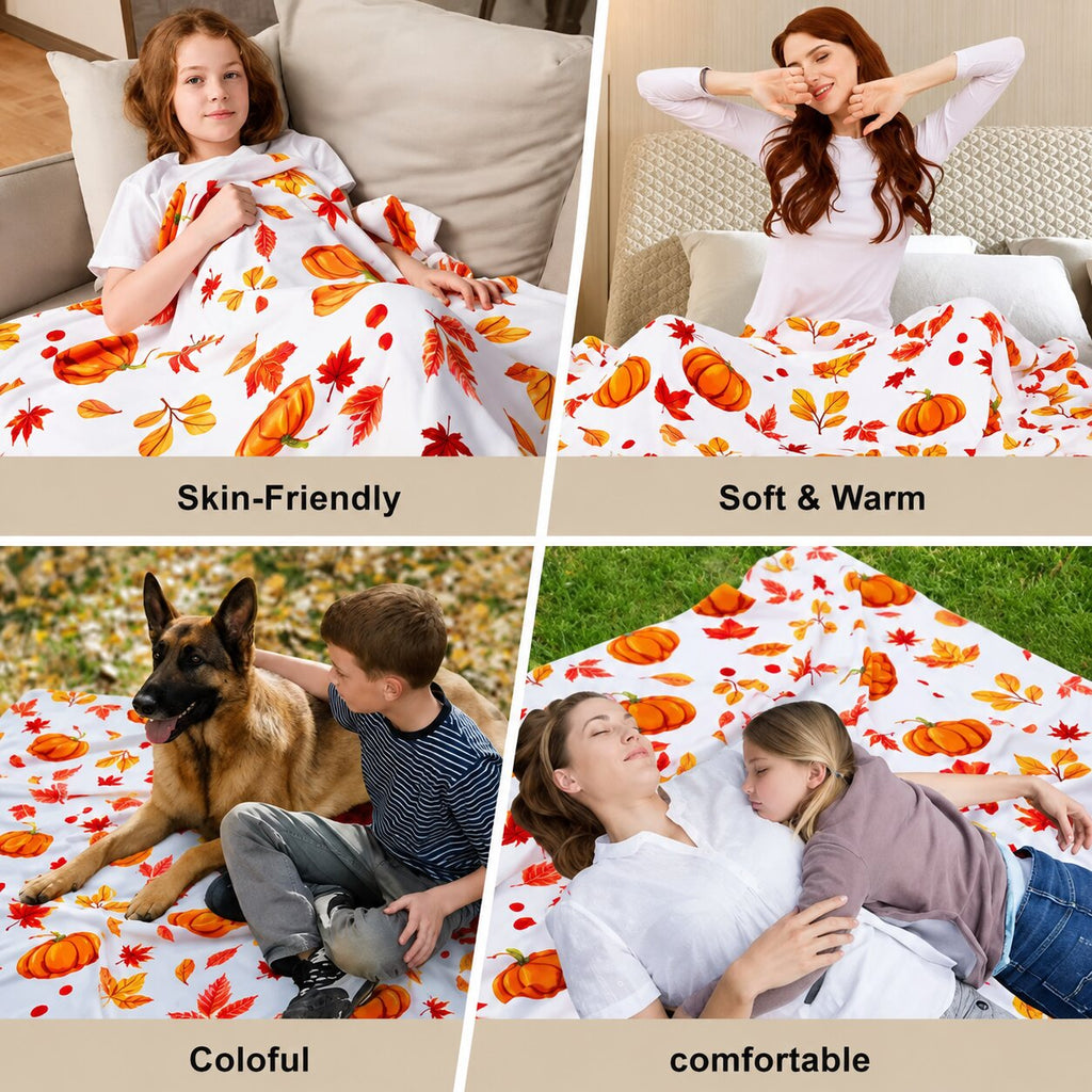 Harvest Haven Fleece Throw Blanket