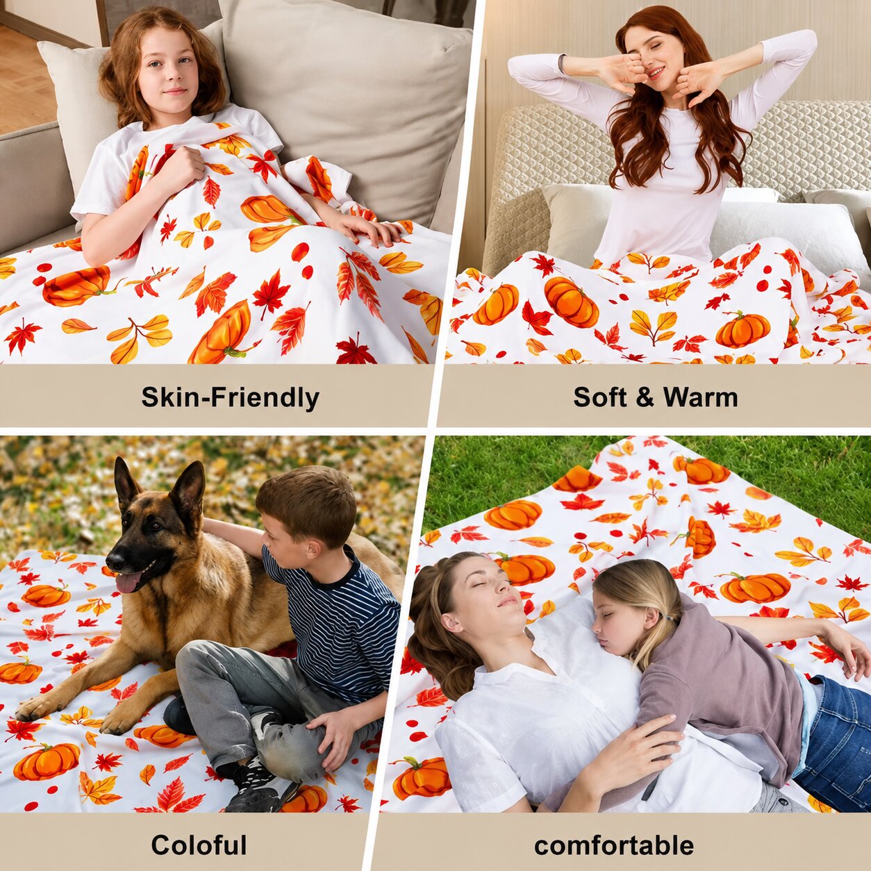 Harvest Haven Fleece Throw Blanket