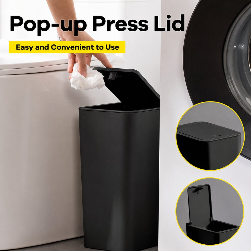 SlimPress Bathroom Trash Can