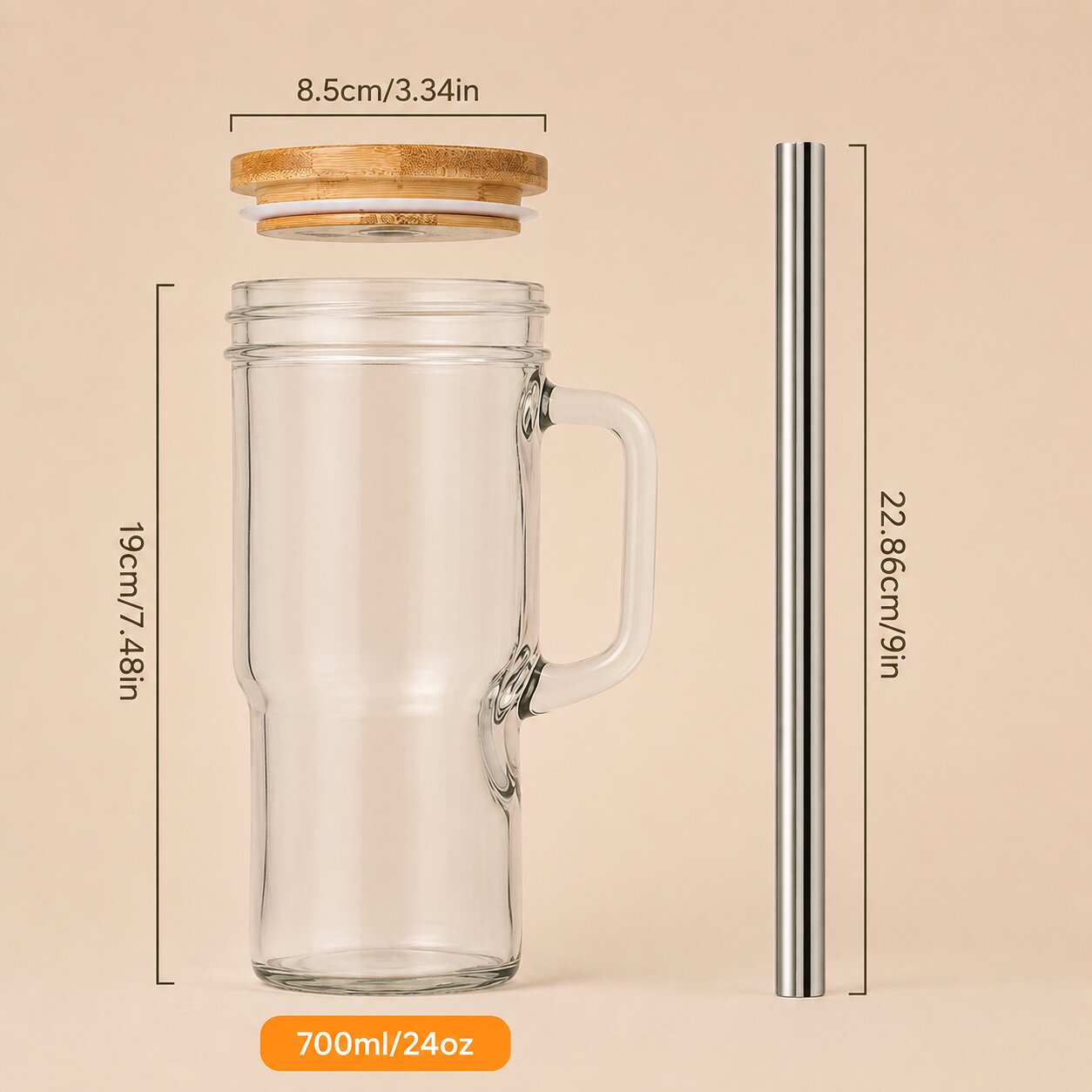 EverSip Glass Tumbler Set of 2 (24 oz)
