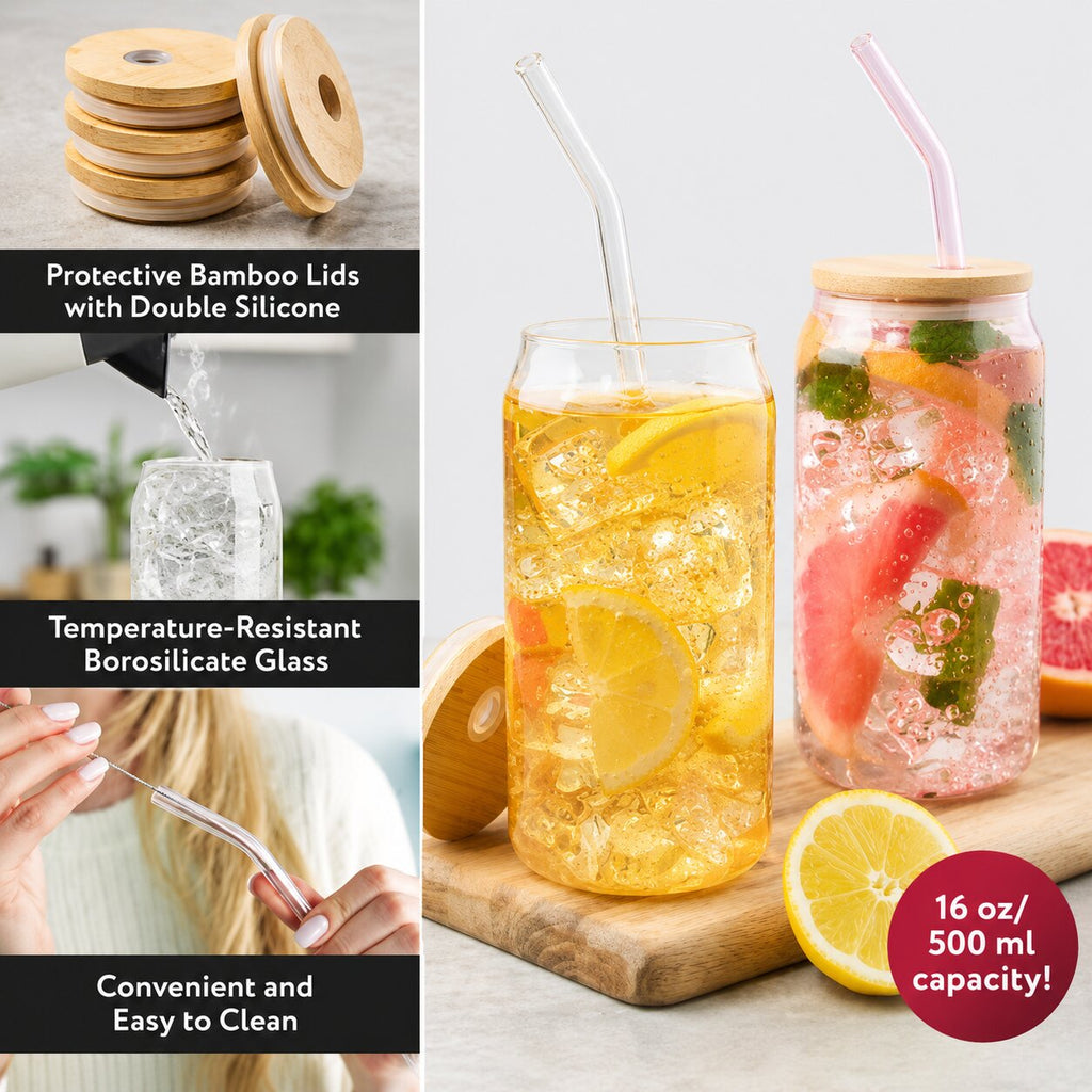 ColorBloom Glass Tumbler Set of 4 (16 oz)