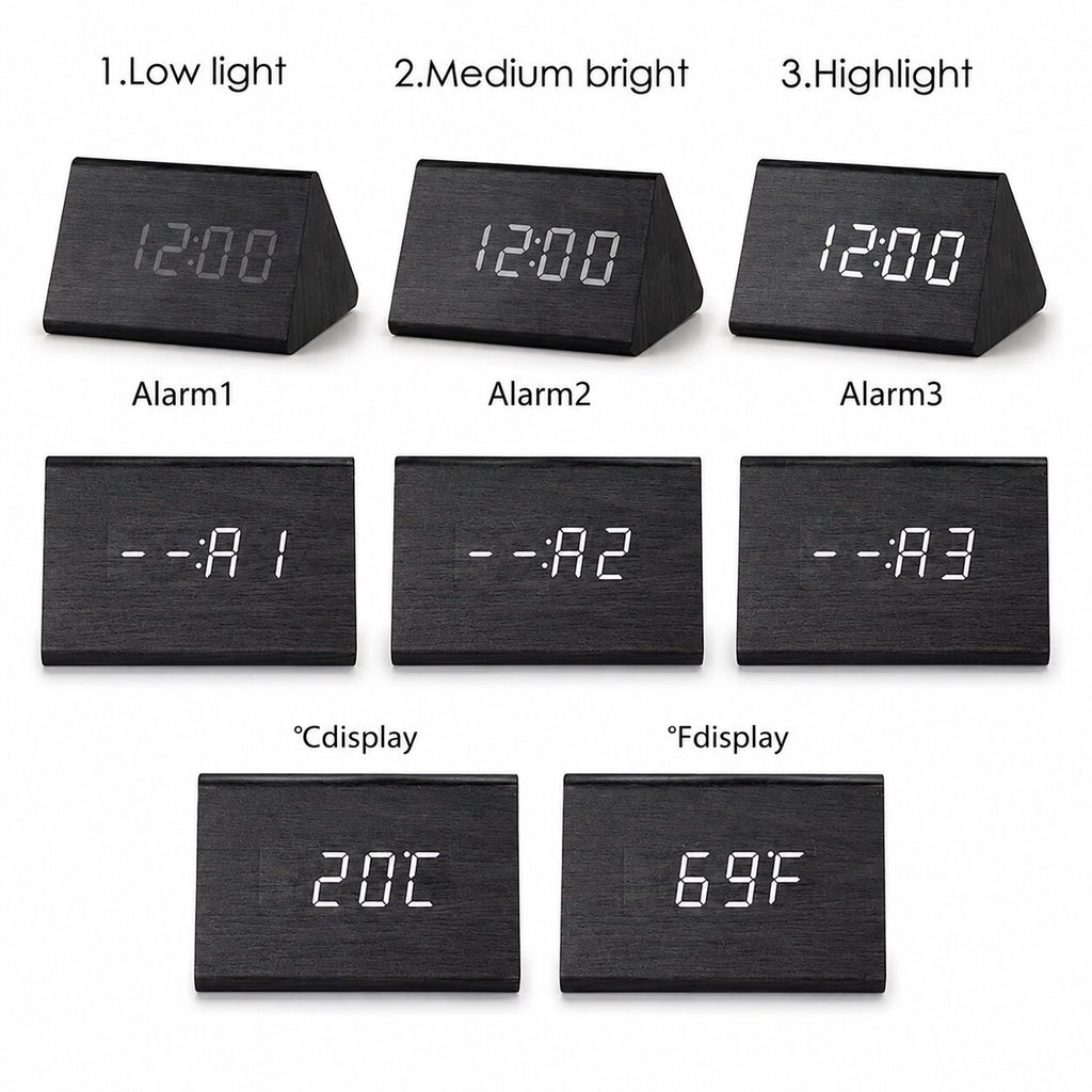 Avero Voice-Controlled Wooden Alarm Clock