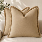 Damian Linen Fringed Pillow Cover