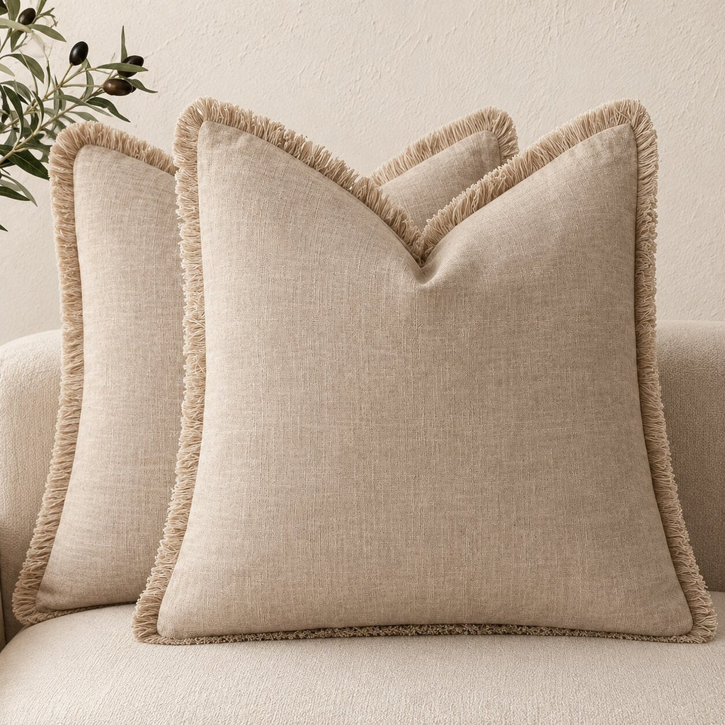 Damian Linen Fringed Pillow Cover