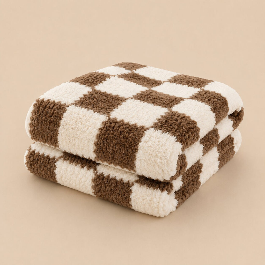 Sienna Checkered Fleece Throw Blanket