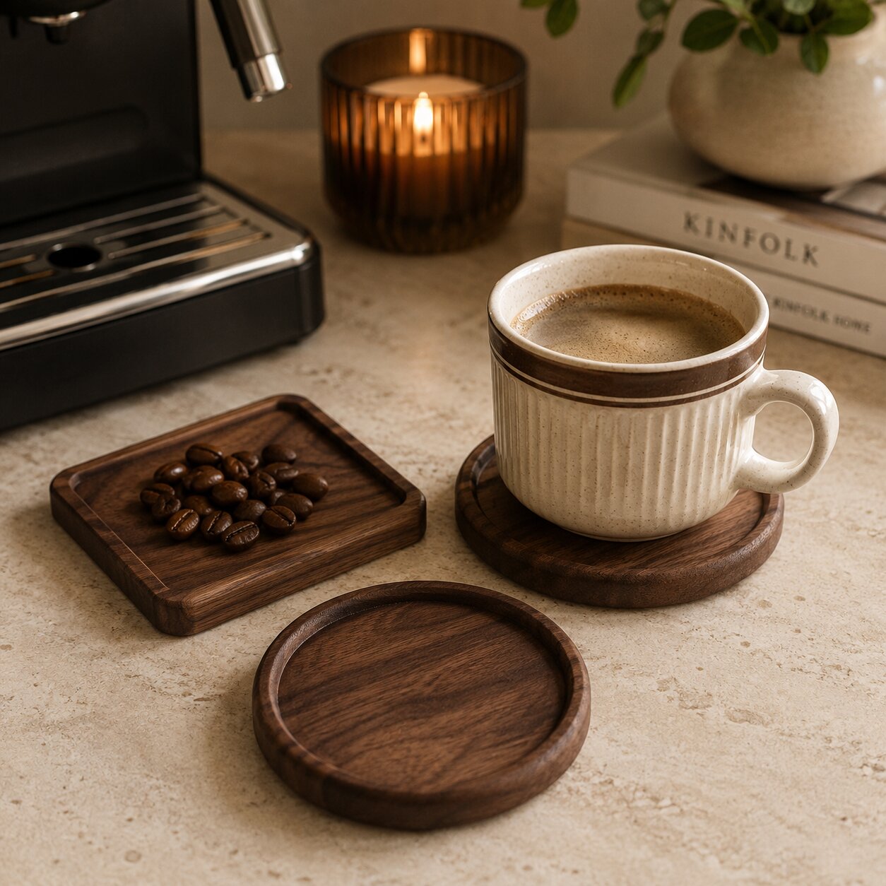 Jula Walnut Coaster Set of 6