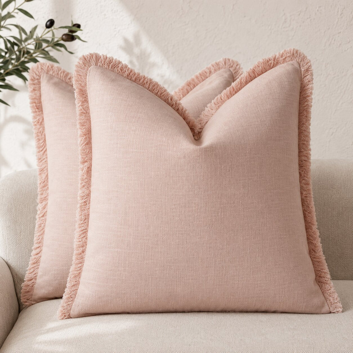 Damian Linen Fringed Pillow Cover