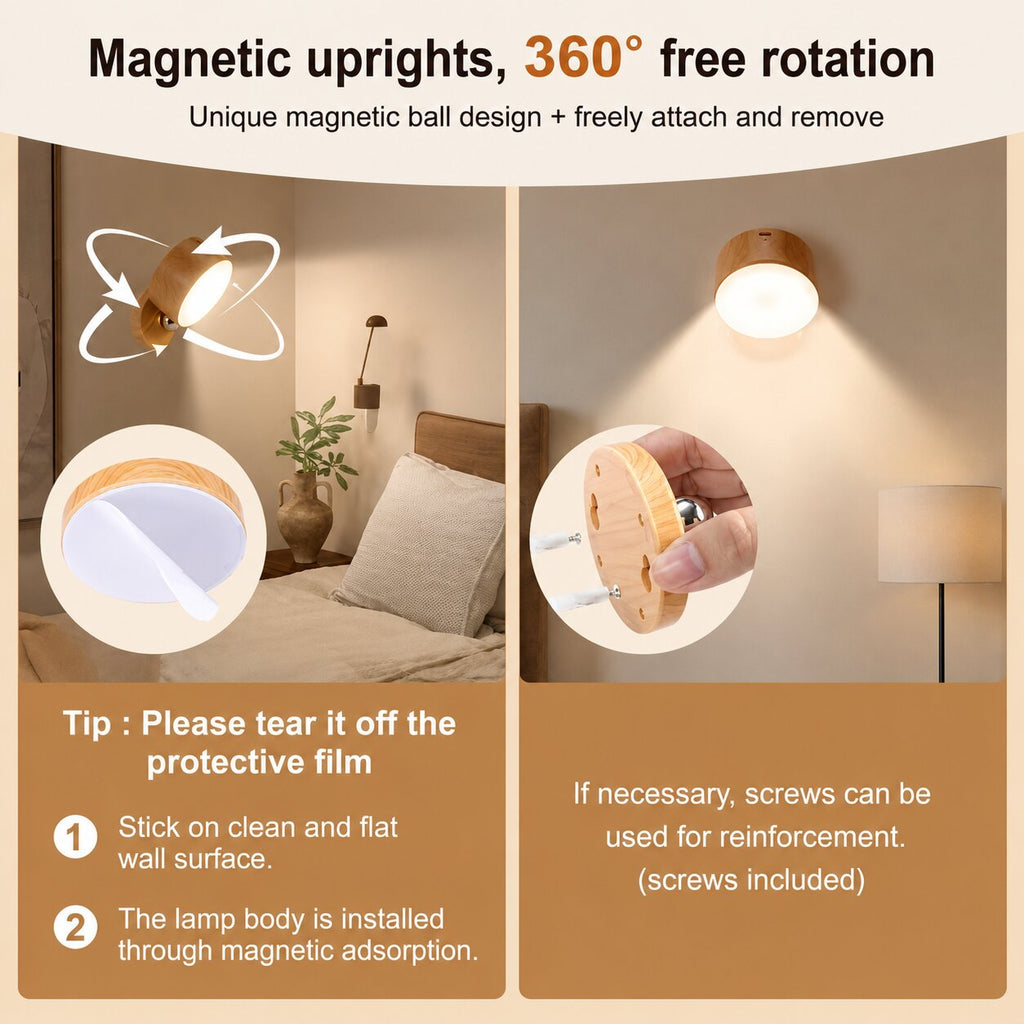 Maelle 360° Wooden Wall Light