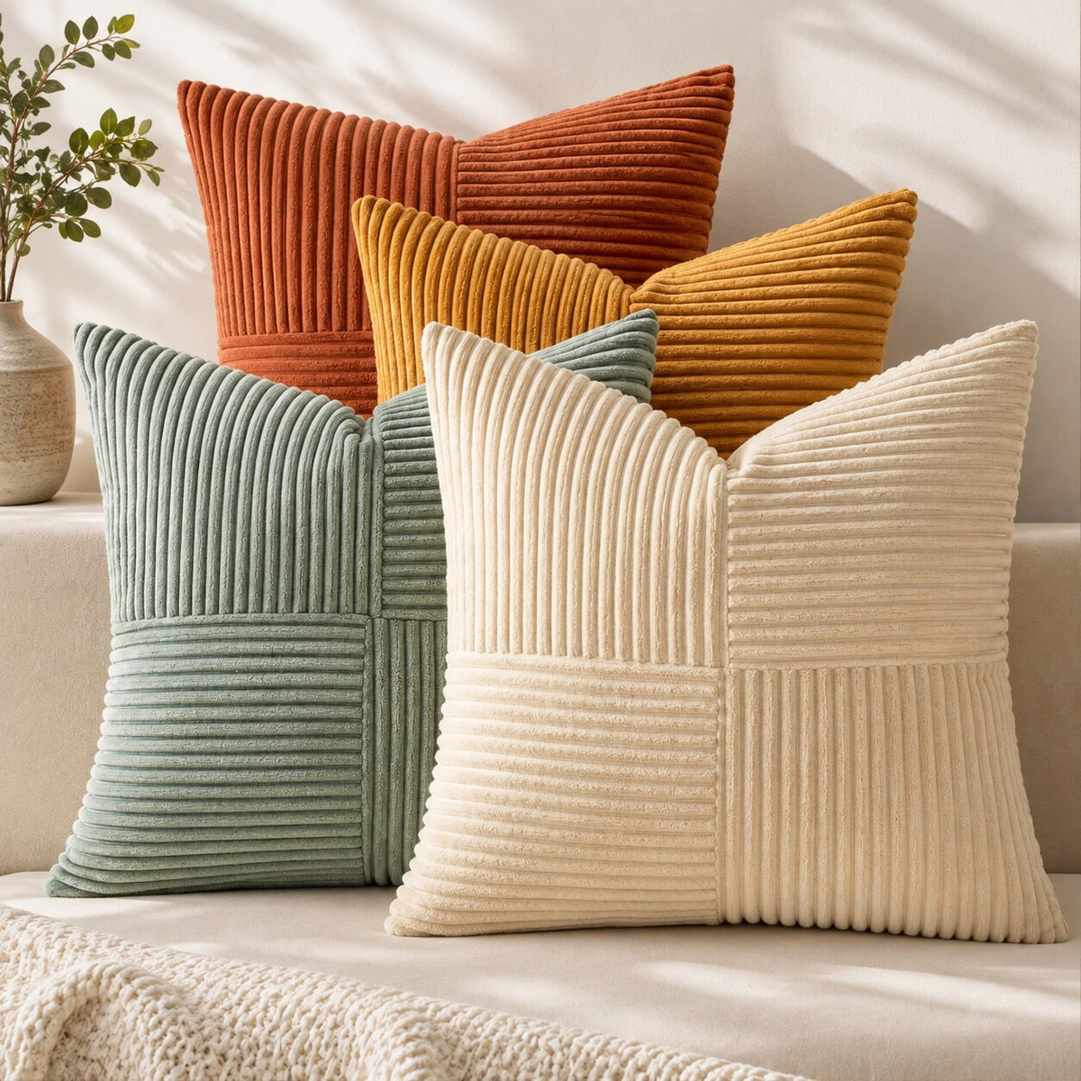 Rowan Corduroy Throw Pillow Cover