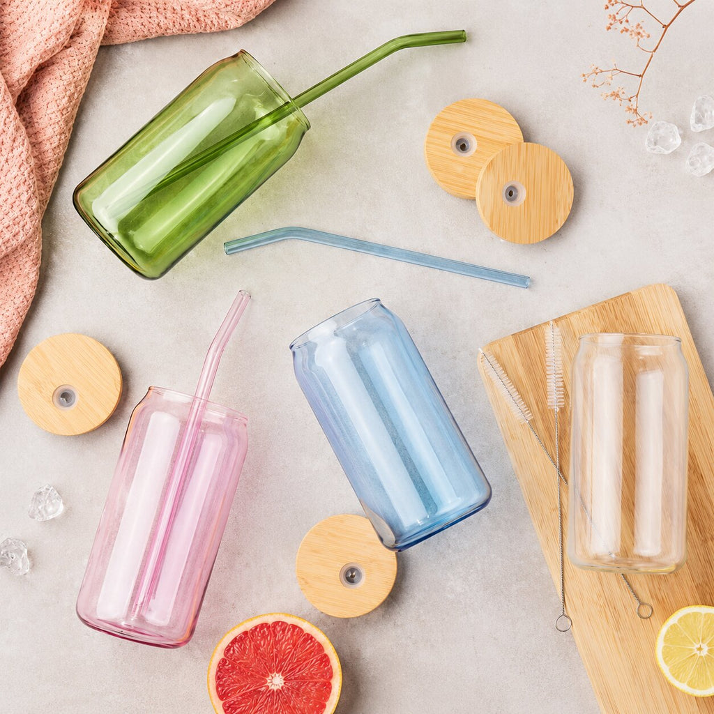 ColorBloom Glass Tumbler Set of 4 (16 oz)