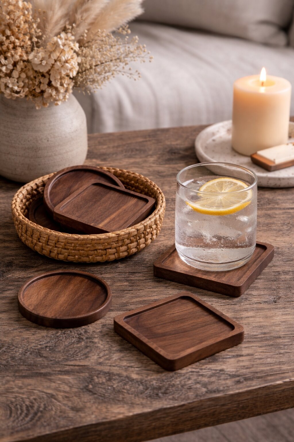 Jula Walnut Coaster Set