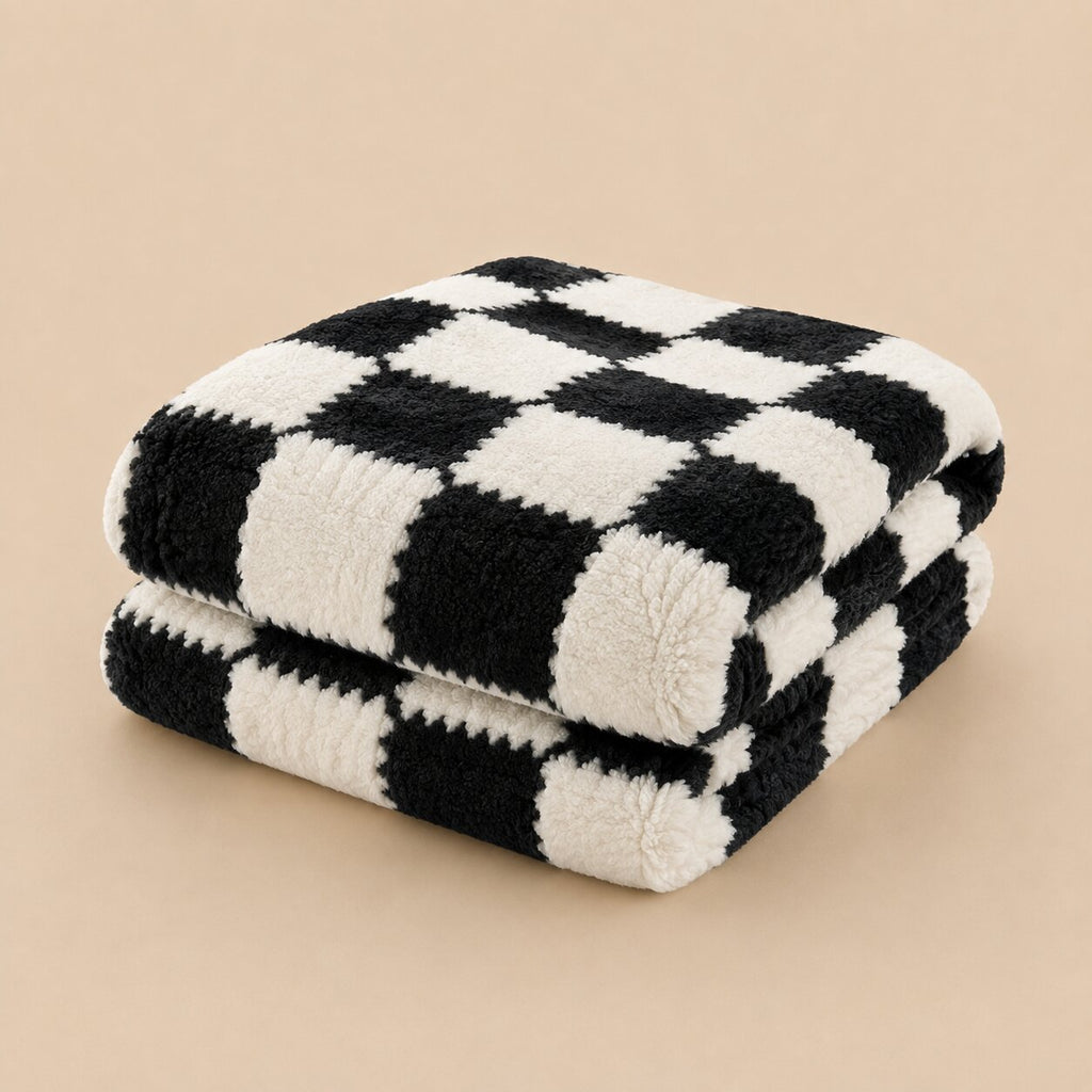 Sienna Checkered Fleece Throw Blanket