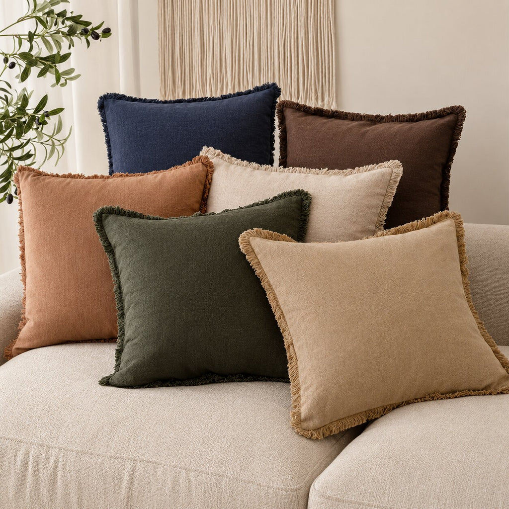 Damian Linen Fringed Pillow Cover