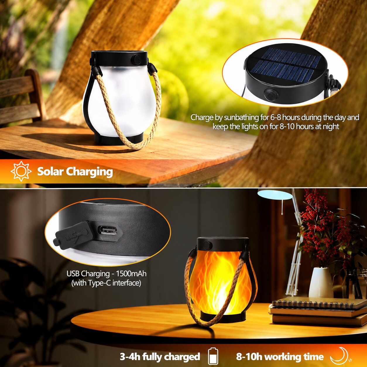 Vela Rechargeable Solar Lantern Set