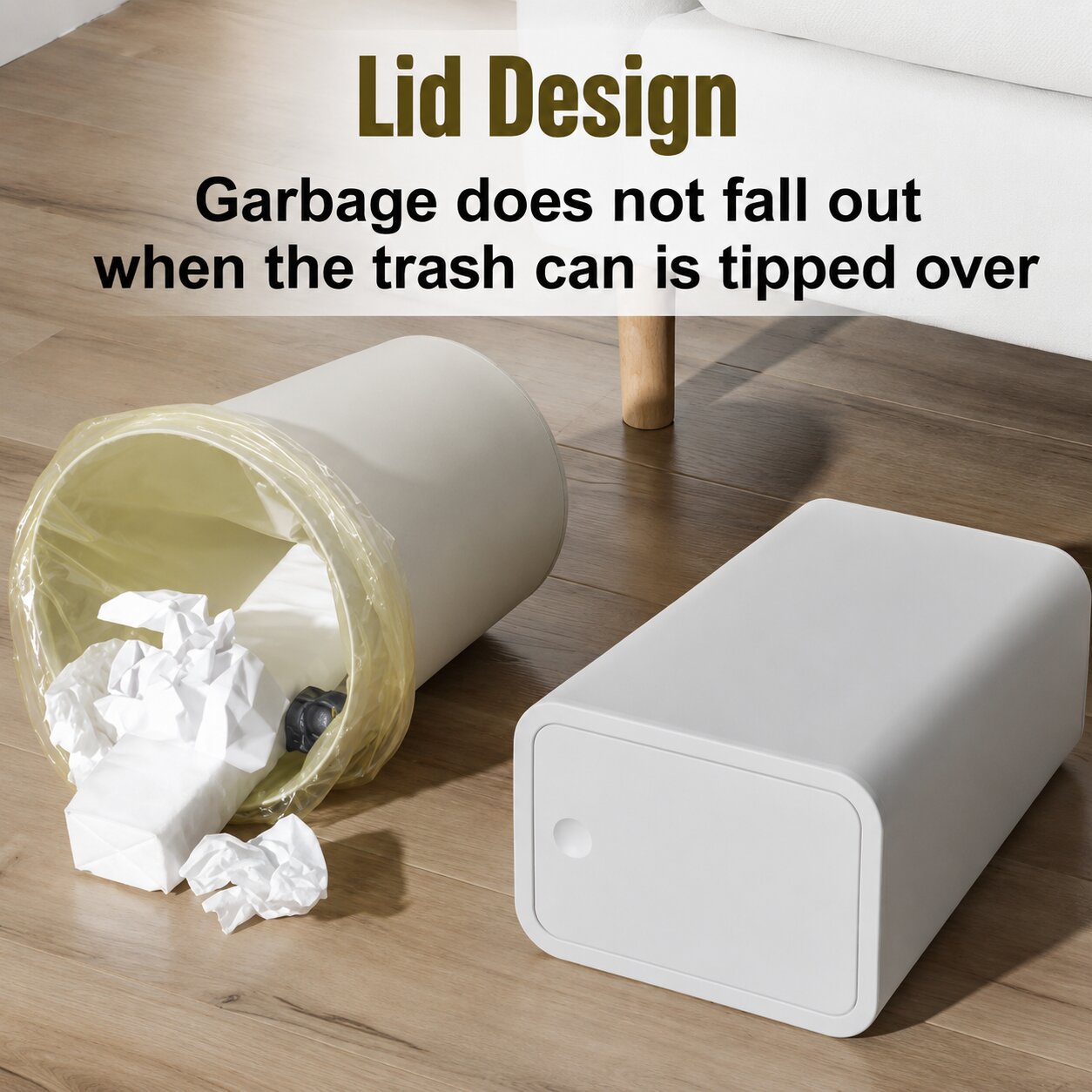 SlimPress Bathroom Trash Can