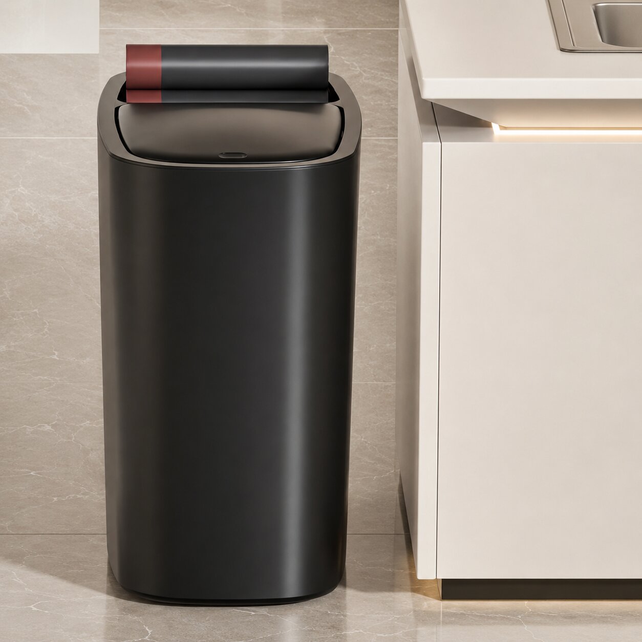 Slim Trash Can with Lid