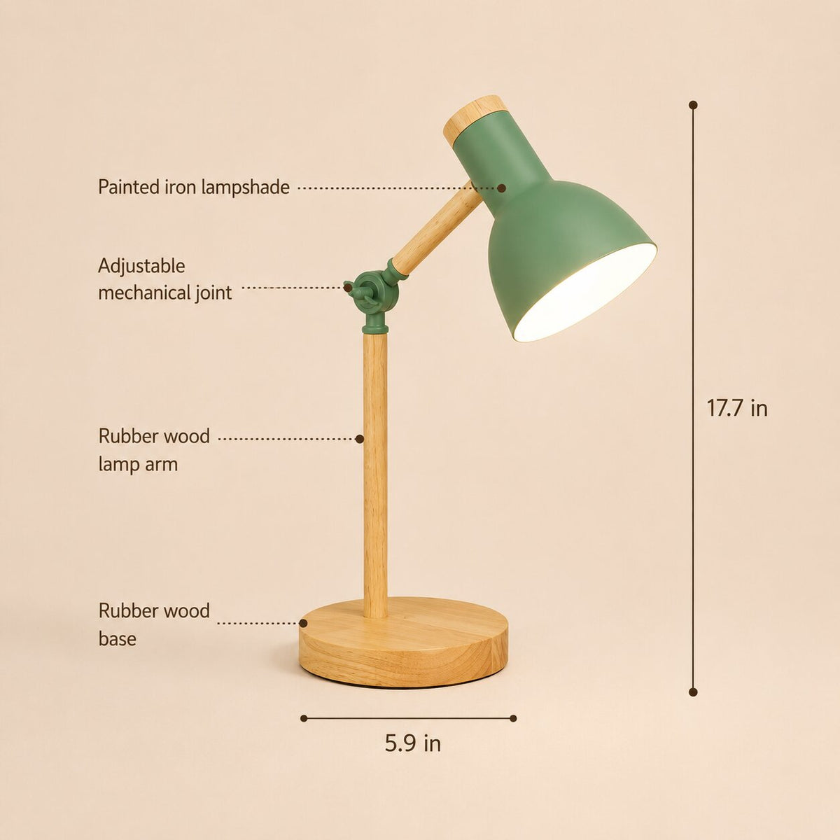 Marlowe Adjustable Wooden Desk Lamp